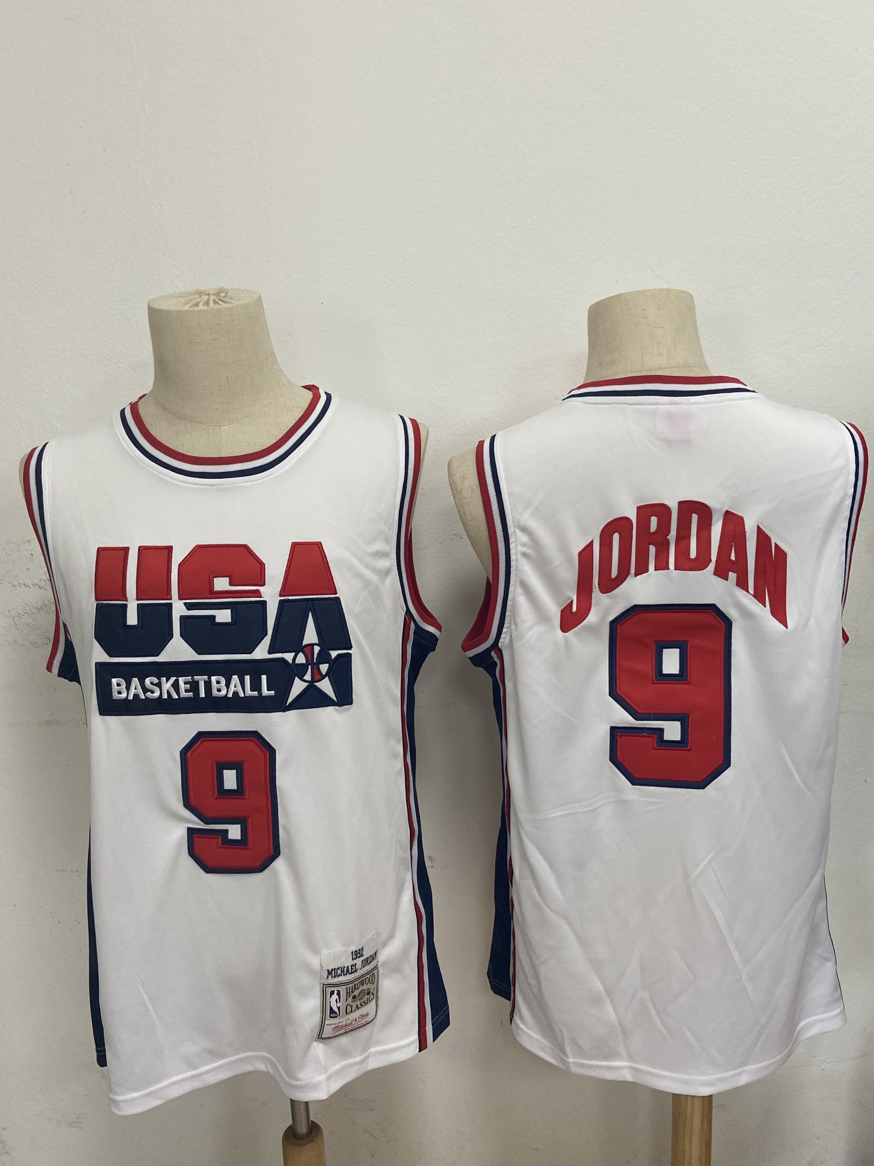 Men USA Basketball 9 Jordan White Stitched Throwback NBA Jersey